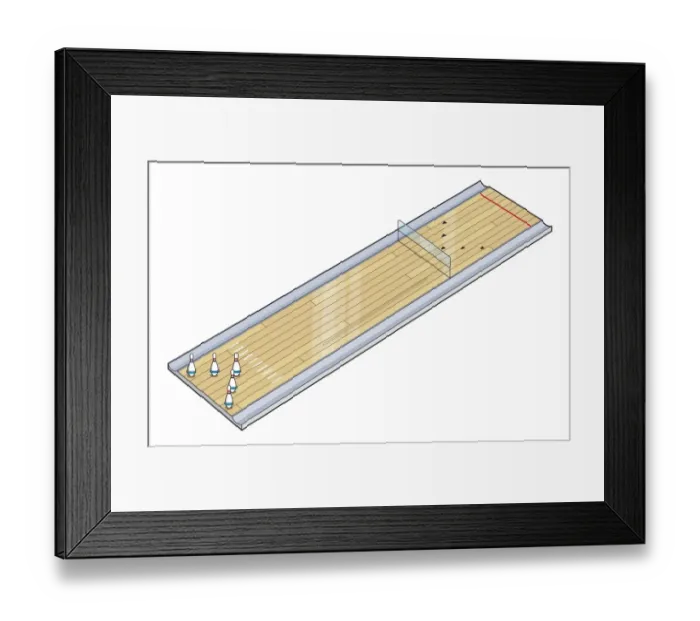 Framed Print : 5-pin bowling lane