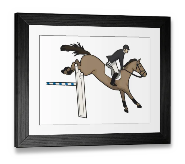 Framed Print : Showjumper landing