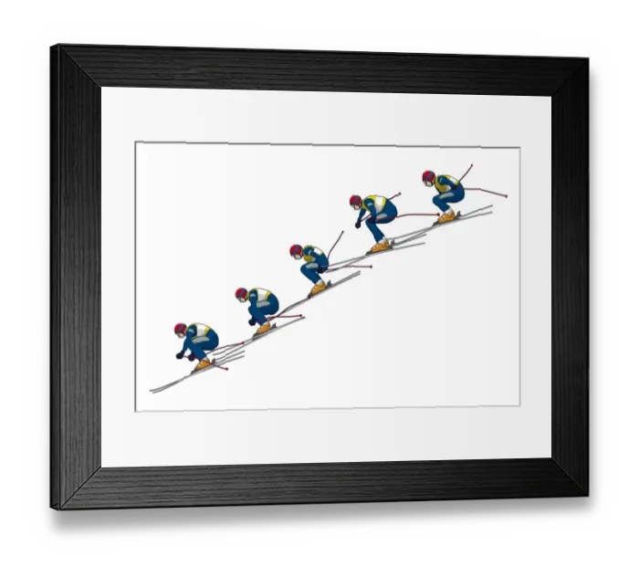 Framed Print : Five stages of slalom racer making jump Framed Print : Five stages of slalom racer making jump