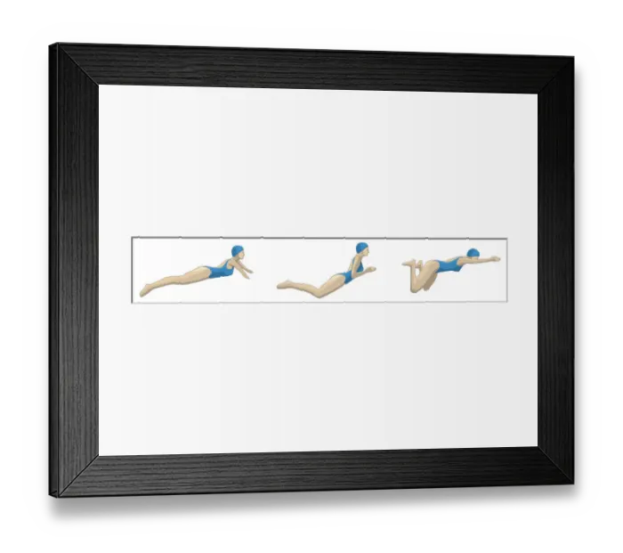 Framed Print : Three stages of swimmer performing breaststroke Framed Print : Three stages of swimmer performing breaststroke