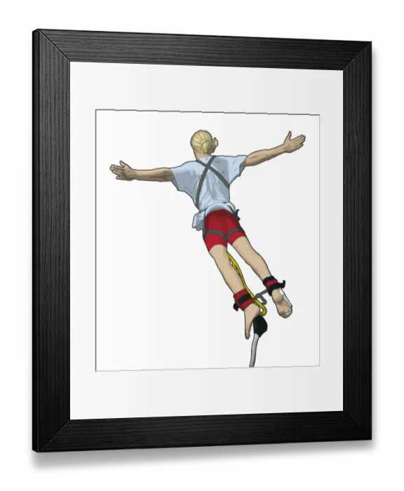 Framed Print : Young woman bungee jumping Framed Print : Young woman bungee jumping