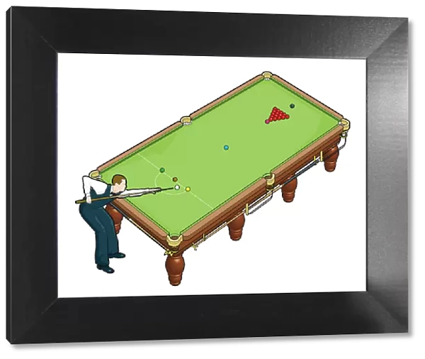 Snooker player and table