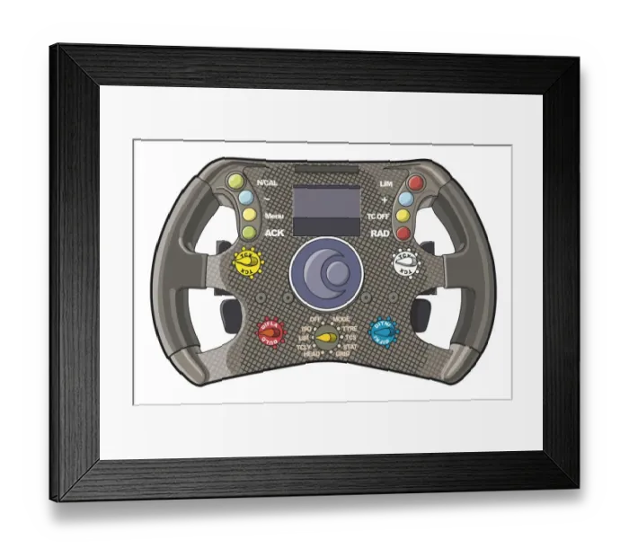 Framed Print : Racing car steering wheel Framed Print : Racing car steering wheel