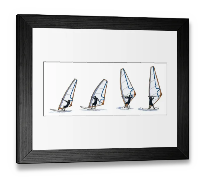 Framed Print : Four stages of windsurfer performing turning manoeuvre Framed Print : Four stages of windsurfer performing turning manoeuvre