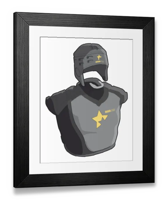 Framed Print : Rugby body padding, headguard and gumshield Framed Print : Rugby body padding, headguard and gumshield