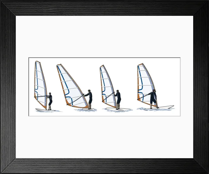 Framed Print : Four stages of windsurfer performing turning manoeuvre Framed Print : Four stages of windsurfer performing turning manoeuvre