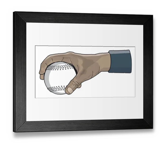 Framed Print : Hand holding baseball, slider grip Framed Print : Hand holding baseball, slider grip