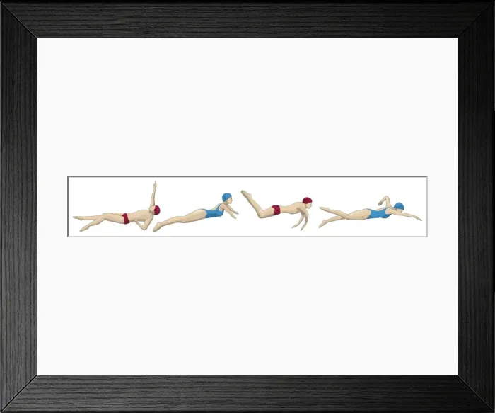 Framed Print : Medley relay, four swimmers performing backstroke, breaststroke, butterfly and freestyle Framed Print : Medley relay, four swimmers performing backstroke, breaststroke, butterfly and freestyle