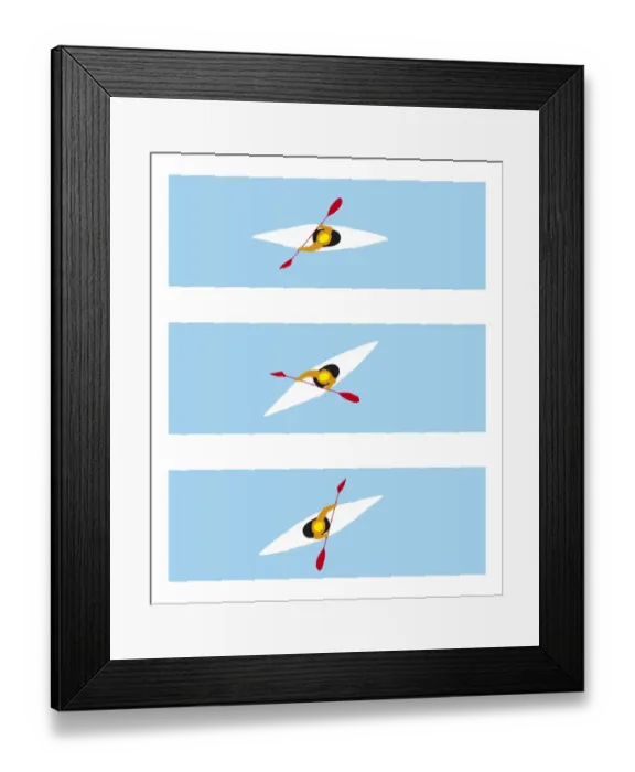 Framed Print : Three stages of kayaker performing forward sweep Framed Print : Three stages of kayaker performing forward sweep