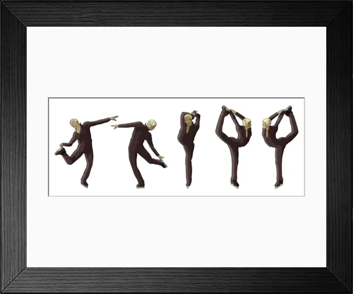 Framed Print : Five stages of figure skater performing spin Framed Print : Five stages of figure skater performing spin