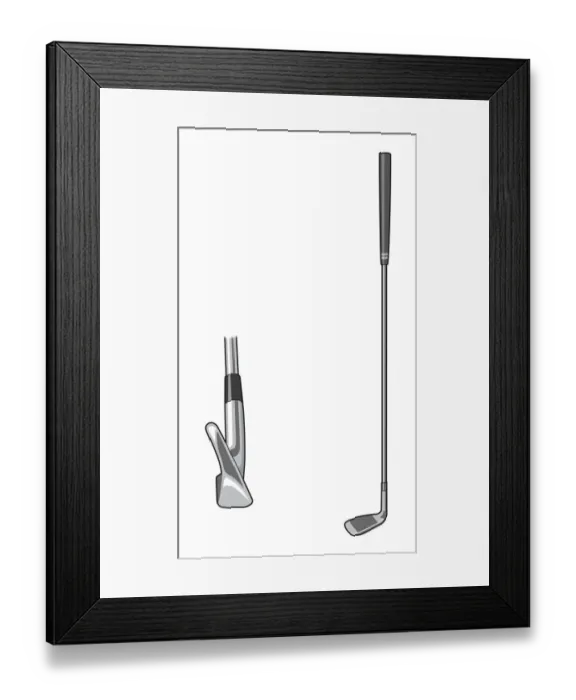 Framed Print : Iron, full length and clubhead Framed Print : Iron, full length and clubhead