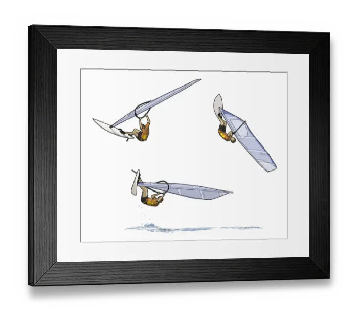Framed Print : Three stages of wind surfer performing back loop Framed Print : Three stages of wind surfer performing back loop