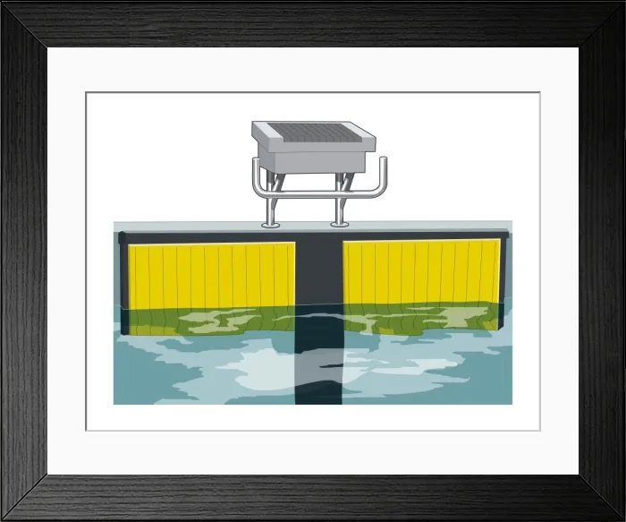Framed Print : Start block at edge of swimming pool Framed Print : Start block at edge of swimming pool