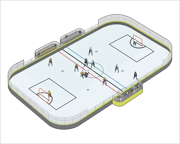 Players on roller hockey rink