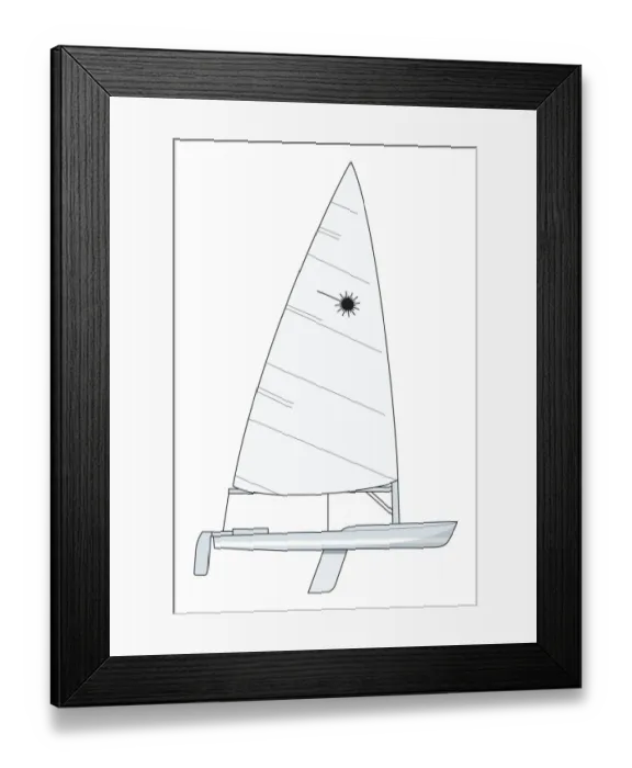 Framed Print : Monohull dinghy with basic rigging