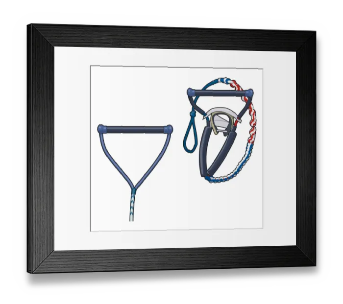 Framed Print : Waterskiing gear, towlines and grip