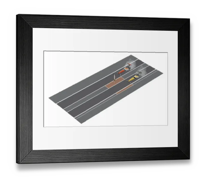 Framed Print : Two dragsters on drag racing speedway Framed Print : Two dragsters on drag racing speedway