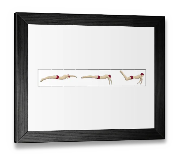 Framed Print : Three stages of swimmer performing butterfly stroke Framed Print : Three stages of swimmer performing butterfly stroke