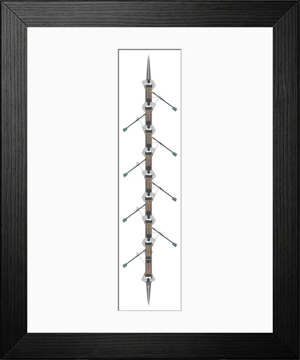 Framed Print : Eight rowers and a coxswain in single boat