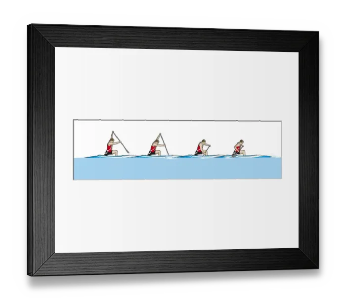 Framed Print : Four stages of canoeist paddling Framed Print : Four stages of canoeist paddling