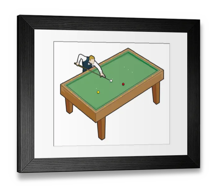 Framed Print : Snooker player holding cue, pointing at cue ball Framed Print : Snooker player holding cue, pointing at cue ball