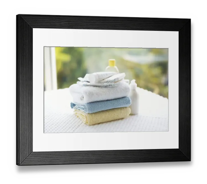 Framed Print : Towels and creams, close up Framed Print : Towels and creams, close up