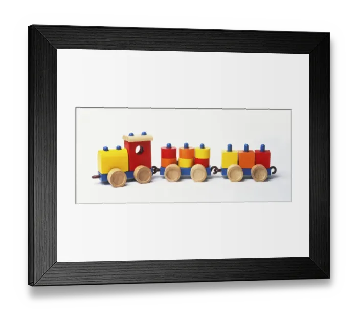 Framed Print : Wooden toy train