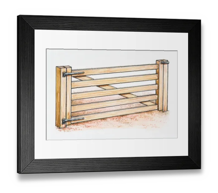 Framed Print : Illustration of wooden gate Framed Print : Illustration of wooden gate