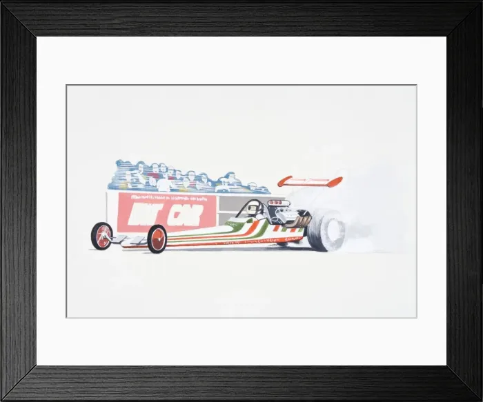 Framed Print : Illustration of drag car on drag racing track Framed Print : Illustration of drag car on drag racing track