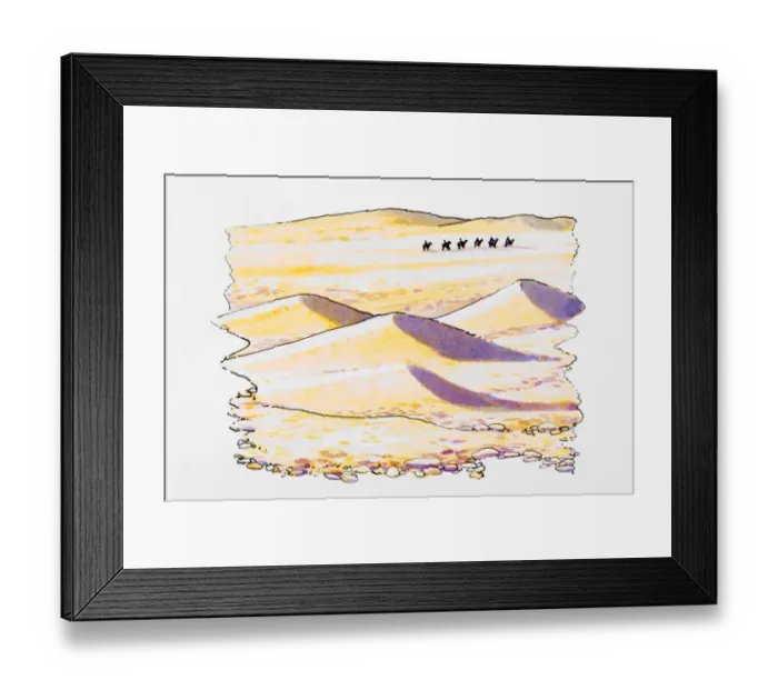 Framed Print : Desert, caravan of camels background Framed Print : Desert, caravan of camels background