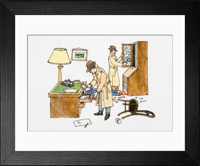 Framed Print : Detectives inspecting crime scene Framed Print : Detectives inspecting crime scene