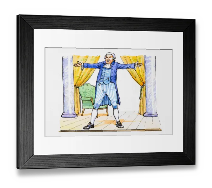 Framed Print : Opera singer on stage in 18th century style costume Framed Print : Opera singer on stage in 18th century style costume
