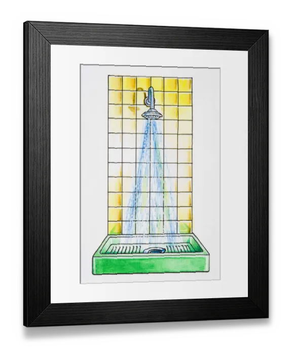 Framed Print : Running shower Framed Print : Running shower