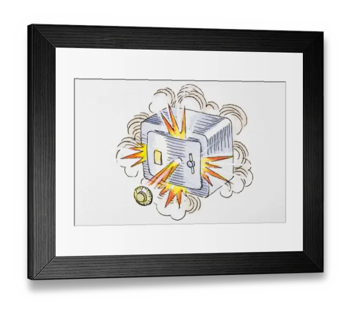 Framed Print : Exploding safe Framed Print : Exploding safe
