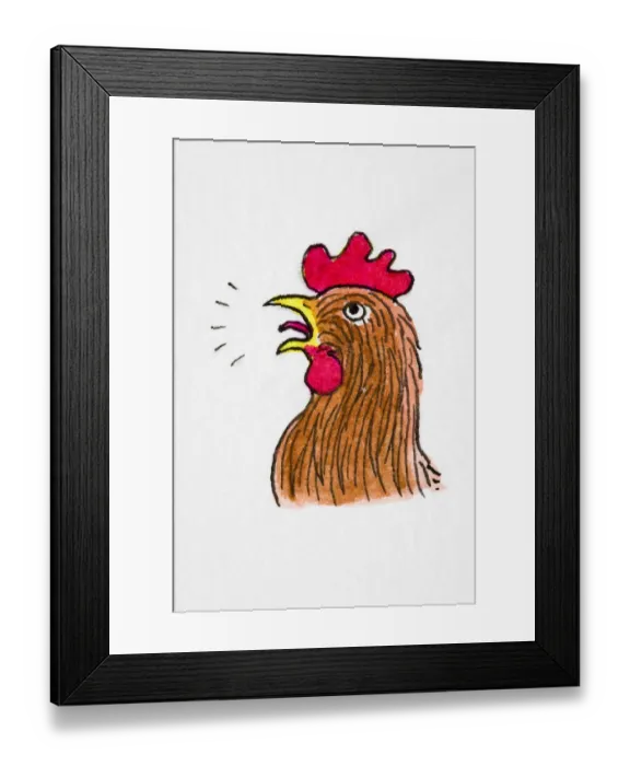 Framed Print : Rooster crowing Framed Print : Rooster crowing
