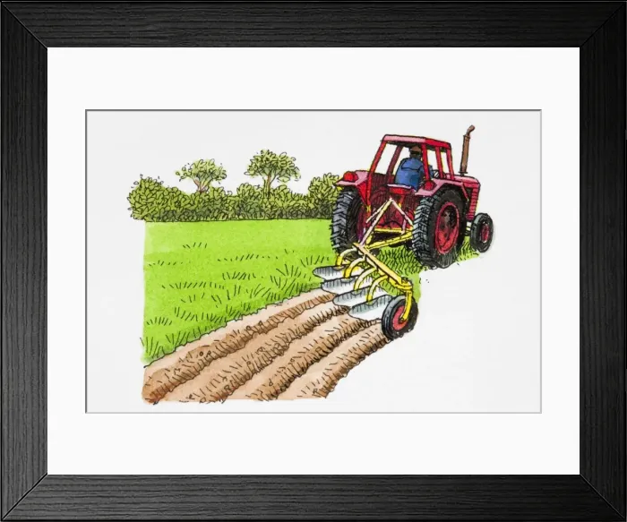Framed Print : Tractor and plough Framed Print : Tractor and plough