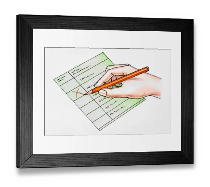 Framed Print : Hand making cross on ballot paper Framed Print : Hand making cross on ballot paper