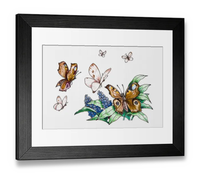 Framed Print : Butterflies and hyacinths Framed Print : Butterflies and hyacinths
