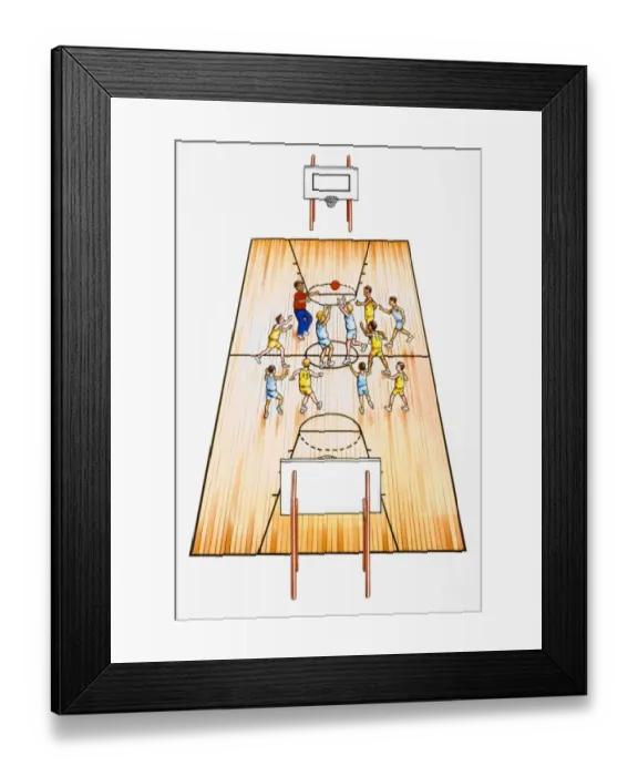 Framed Print : Players on basketball court Framed Print : Players on basketball court