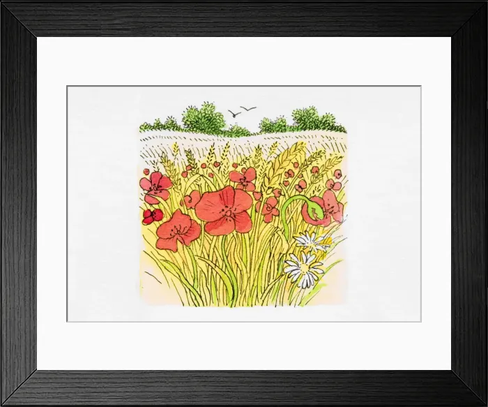 Framed Print : Wheat ears and poppies in field Framed Print : Wheat ears and poppies in field