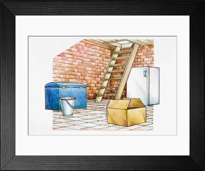 Framed Print : Ladder leading down cellar Framed Print : Ladder leading down cellar