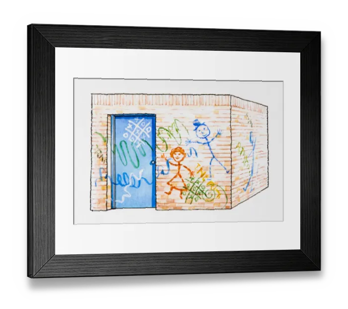 Framed Print : Walls covered in graffiti