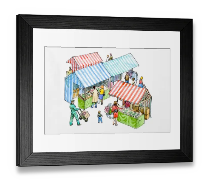 Framed Print : People at outdoor market Framed Print : People at outdoor market