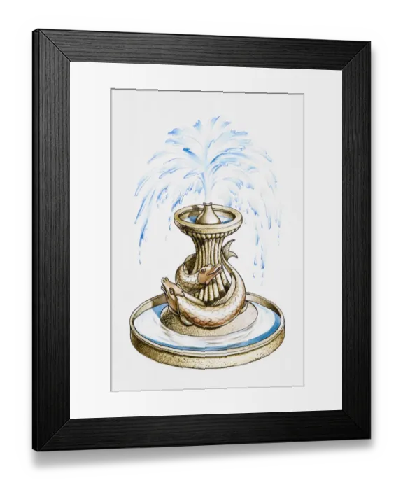 Framed Print : Fountain decorated with fish sculptures Framed Print : Fountain decorated with fish sculptures