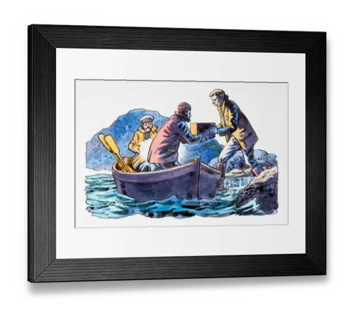 Framed Print : Smugglers in boat handing over their goods Framed Print : Smugglers in boat handing over their goods