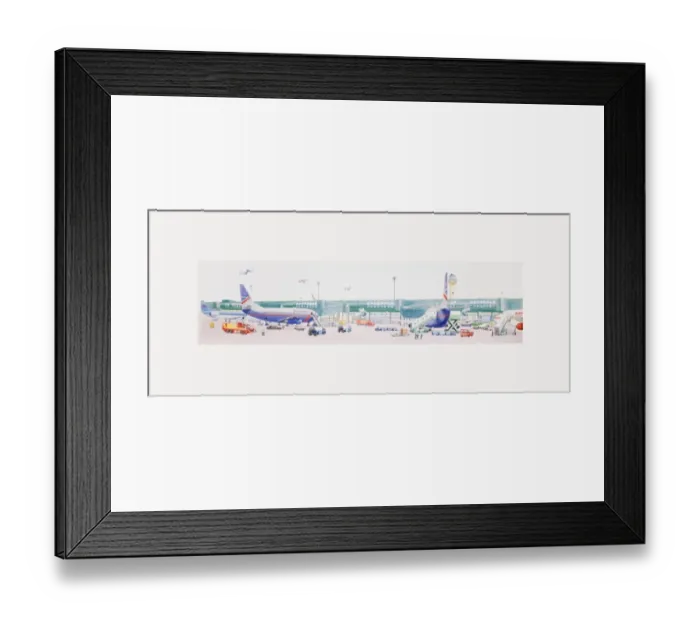 Framed Print : Illustration of loading and unloading commercial aircraft at airport Framed Print : Illustration of loading and unloading commercial aircraft at airport