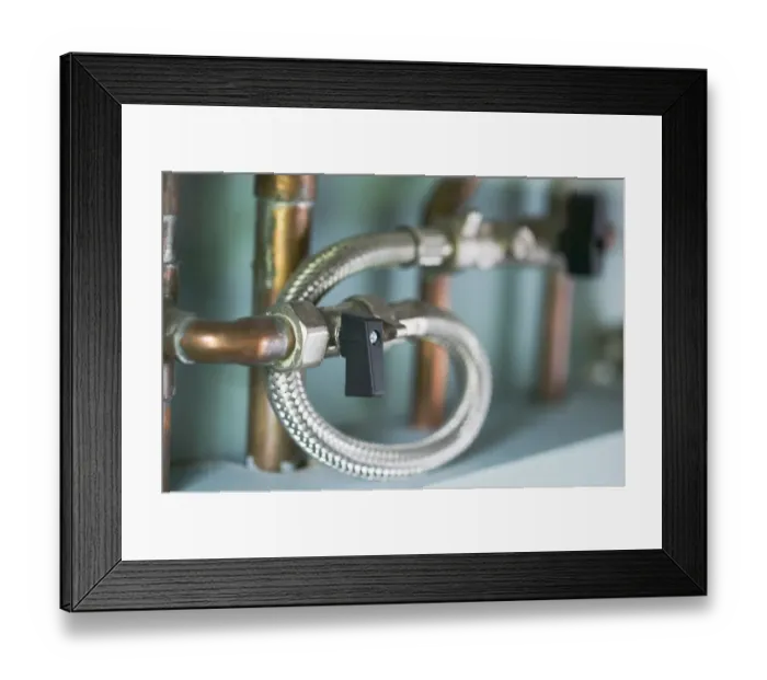 Framed Print : Pipes attached to central heating Framed Print : Pipes attached to central heating