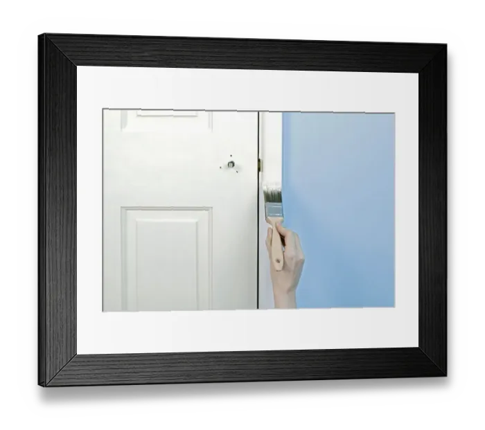 Framed Print : Painting a door architrave, close up