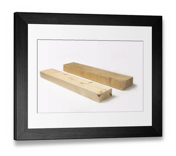 Framed Print : One planed timber and one rough-sawn timber Framed Print : One planed timber and one rough-sawn timber