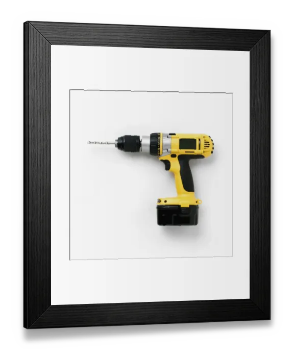 Framed Print : Cordless drill with battery pack attached Framed Print : Cordless drill with battery pack attached